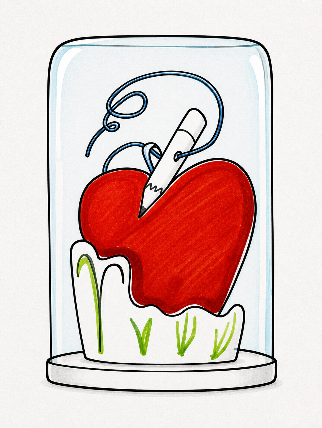 Dessin du bocal, illustration à la main